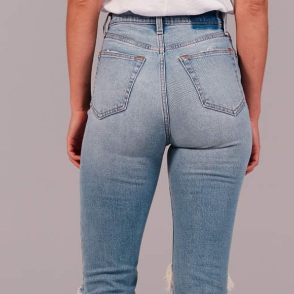 abercrombie curve love ultra high rise ankle straight jeans